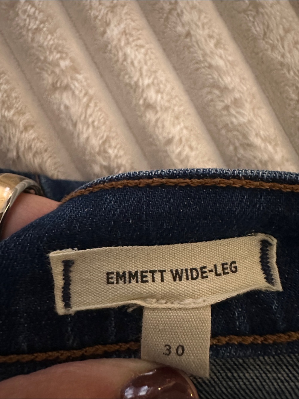 Madewell The Emmett Dark Blue Wide-Leg High-Rise Patch Pocket Jeans - Picture 5 of 11
